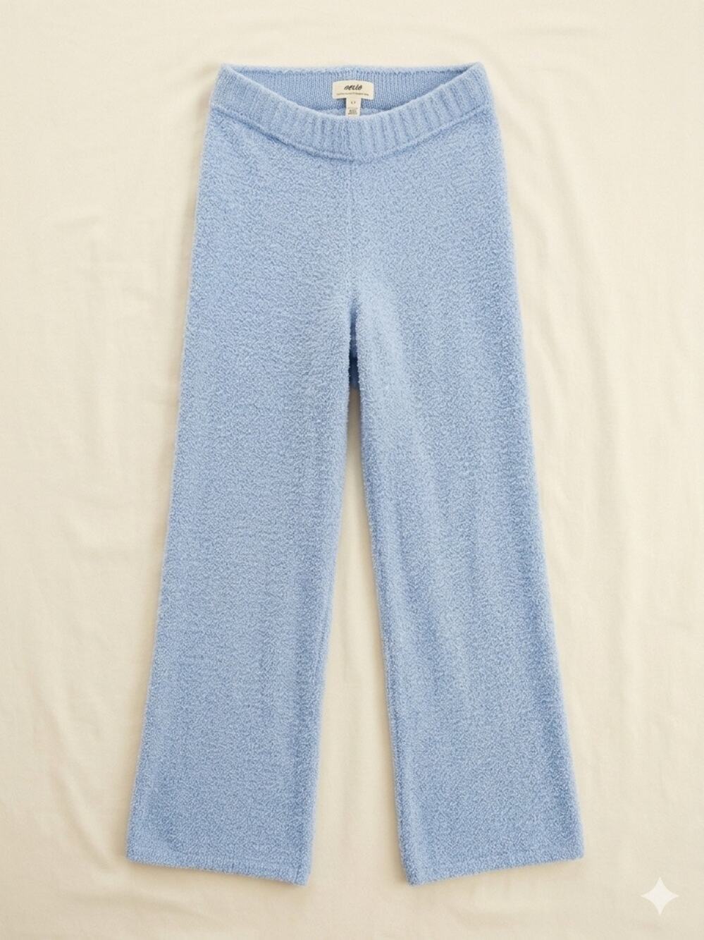 Aerie Powder Blue Fuzzy Knit Flare Lounge Pants Soft Cozy marshmallow trouser